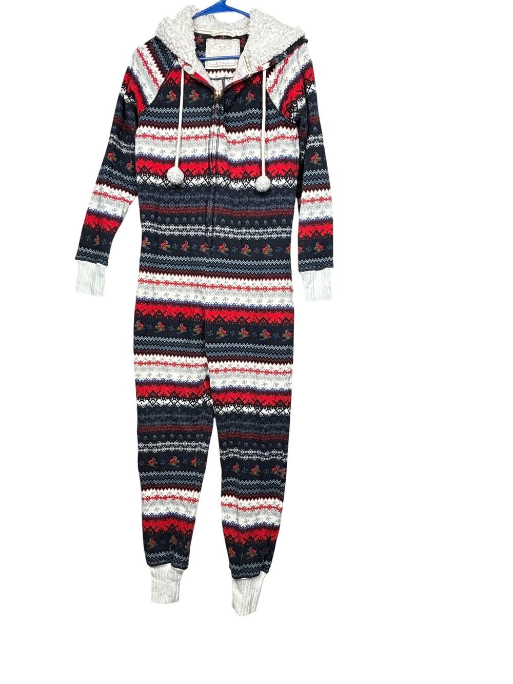 Abercrombie & Fitch One-piece Pajamas Womens XS/S Fair Isle Hooded Zip Fleece